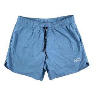 NFQ Shorts Mens L Blue Athletic Logo Drawstring Zip Pocket‎ Lightweight